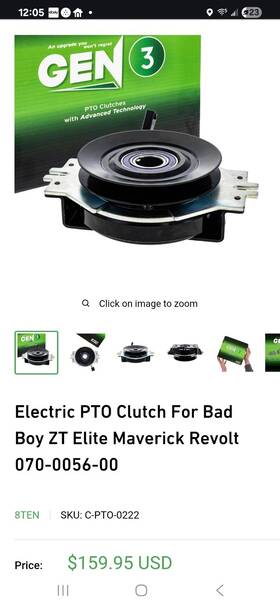 810-cpt2444o 8ten Electric Pto Clutch For Bad Boy Zt Elite Maverick Revolt 070-0056-00