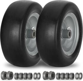 Aremae 744759204967 2 Pcs 11x4.00-5 Inch Flat Free Lawn Mower Tire On Wheel 3/4 Or 5/8 Bushing 3.4