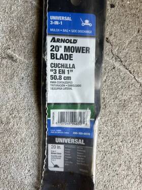 490-100-0070 Arnold 20 Inch Universal Push Lawn Mower Blade 3-in-1 Mulch Bag