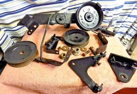 H1036b Ayp - Husqvarna Lot Of Mower Deck Parts Pulleys Brackets 36 Inch Riding