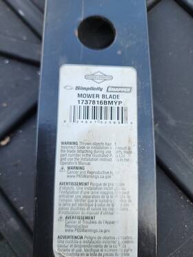 1737816bmyp Briggs & Stratton Genuine And High Lift Blade Fits Simplicity Snapper