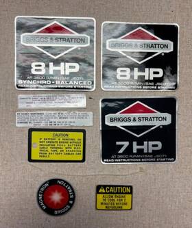 491182 Briggs & Stratton Decal Kit 7 And 8 Hp Nos