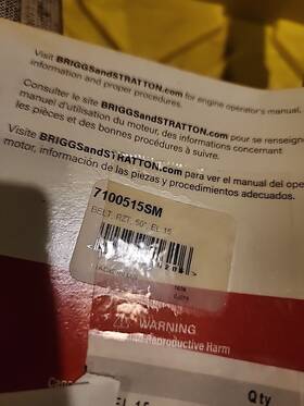 7100515sm Briggs & Stratton And Oem Belt Rzt 50 Inch El 15 Snapper Murray