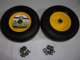 E2022000073 Cenipar 13x6.50-6 Flat Free Mower Tire And Wheel 3/4 Inch 5/8 Bearings Zero Turn 2 Pack
