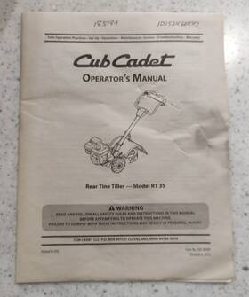 769-08499 Cub Cadet Rear Tine Tiller - Operators Manual Model Rt 35