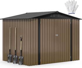 Madwvb8ws4 Dwvo 8ftx6ft Large Metal Outdoor Storage Shed Heavy Duty Tool Brown