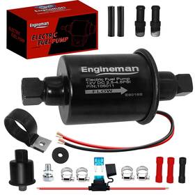 106011 Engineman Universal Electric Fuel Pump 12v 2.5-4.5 Psi Inline External 5/16 Inch Compat