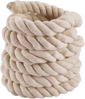 79811110011 Faxco 10ft Natural Twisted Cotton Rope Strong Triple-strand For Sports