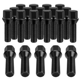 Mk-1104 Hhcsop 14x1.5 Lug Bolts 20 Pcs Black Wheel 27mm Shank 17mm Hex 52mm Length Conic