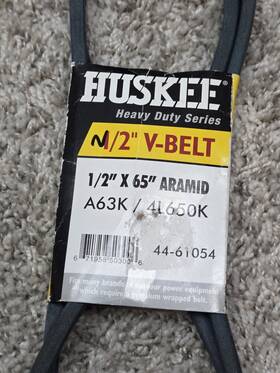 44-61054 Huskee 1/2 Inch V Belt Heavy Duty Series Aramid A63k/4l65ok Brand New