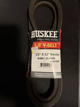 44-61525 Huskee 5/8 Inch X 52 Made With Kevlar V-belt B49k 5l520k Heavy Duty Mower