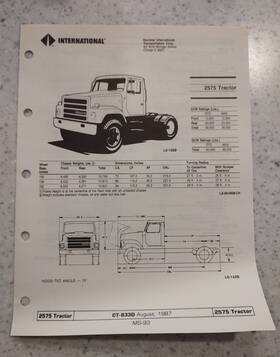 Ct-833d International Harvester Navistar Specification Sheet - 2575 Tractor / Truck