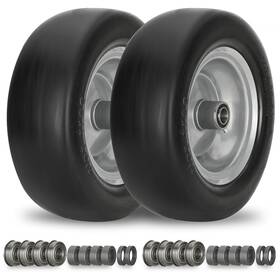 Iococee 711792931495 2 Pcs 11x4.00-5 Inch Flat Free Lawn Mower Tire On Wheel 3/4 5/8 1/2 Bearing