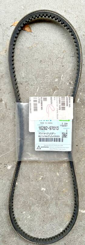 16282-97013 Kubota Brand New Genuine Cogged Fan Belt Part Number