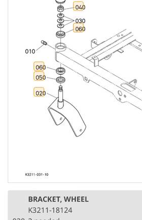 K3211-18124 Kubota Bracket Wheel Front Swivel Assy