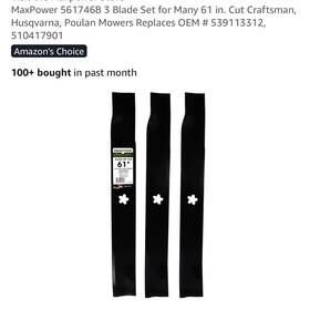 561746b Maxpow Maxpower 3 Blade Set For 61 Inch Cut Craftsman Husqvarna Poulan