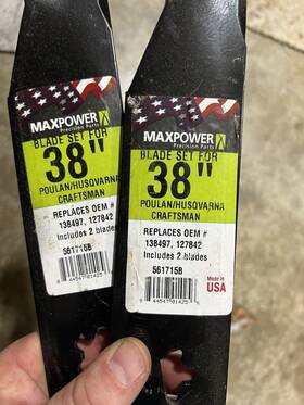 561715b Maxpower 2 Blade Set For A 38 Inch Cut Craftsman/husqvarna/poulan Mowers