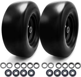 12886975 Mopkiutr 13x5.00-6 Flat Free Tire 2 Pcs Solid Smooth Lawn Mower Tires