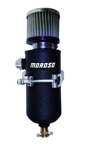 85751 Moroso Breather Tank Catch Can #12 Male Black Powder Coat