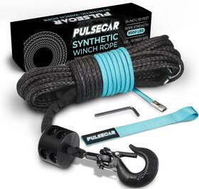 Krr-48600 Pulsecar Synthetic Winch Rope 1/4 Inch X 50ft 8 500 Lbs Breaking 50 Ft Blue