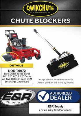 Nqd-t6072 Qwikchute Chute Blocker For Toro 48 Inch 52 60 72 Old Style Turbo Force