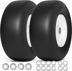 Ronpow 445010015072 Flat Free Lawn Mower Tire 13x5.00-6 Solid Wheel With Bearings 2 Pack