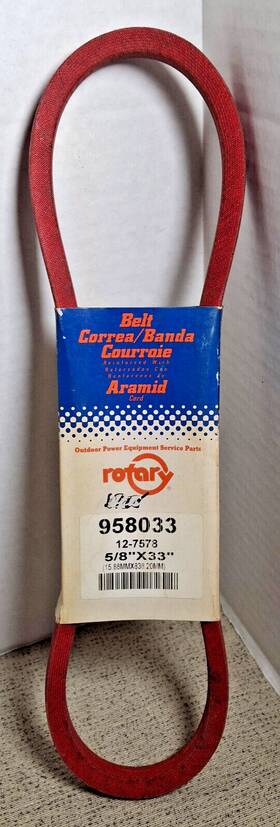 12-7578 Rotary 12-7578/958033 Aramid Belt See Features Below Made With Kevlar 5/8 Inch X 33