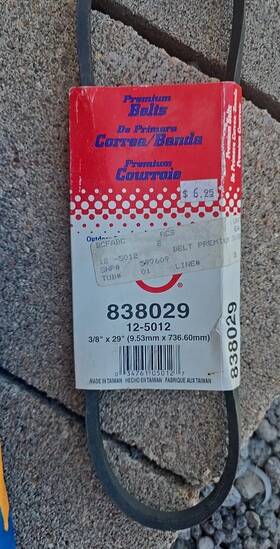 838029 Rotary Brand Replacement Belt Premium 3/8 Inch X 29 5012