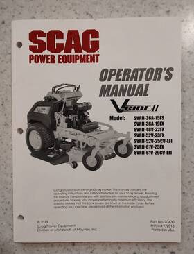 03430 Scag Operators Manual - Zero Turn Model V-ride Ii