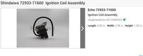 72933-71600 Shindaiwa A411000530 Oem Nos Echo Ignition Coil New #