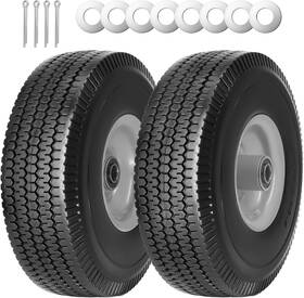 Simeiqi 098145087530 2pack 10 X 4.10/3.50-4 Inch Solid Pu Run-flat Tire Wheel With 5/8 Axle Bo