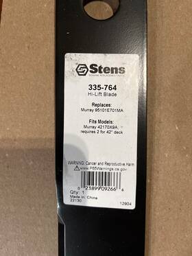 95101e701ma Stens 335-764 High Lift Blades Replaces Murray 2 For 42 Inch Deck