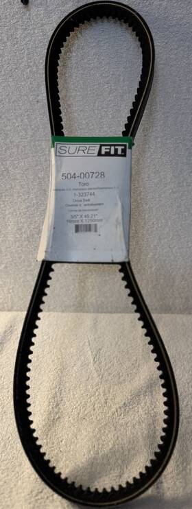 504-00728 Surefit Wheel Drive Belt 1-323744 Toro Mid-size Proline Commercial