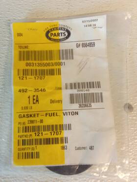 121-1707 Toro Genuine Part Fuel Gasket Viton