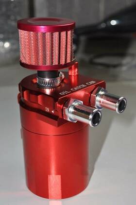 Tt Racing 723284058627 0.5l Aluminum Car Oil Catch Tank Can Reservoir Breather Red Air Filter 19mm