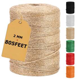 663446 Vanhench 805ft Natural Jute Twine String Bulk Hemp 2 Mm X 246 M Brown