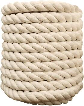 Veizedd 779640014073 1/2 Inch X 100 Feet Natural Twisted Cotton Rope Beige