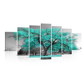 Va161007-2 Visual Art Decor Teal7 Large Canvas Wall Teal Tree Landscape Turquoise