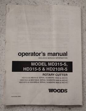 Hd210r-5 Woods F-8113 Operators / Owners Manual - Rotary Cutter Md315-5 Hd315-5