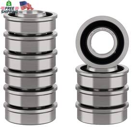 Xike 726084073951 10 Pack 5/8 Inch X1-3/8 X1/2 Flanged Deep Groove Ball Bearings Fits Lawn Mower