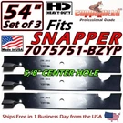 Copperhead 3-PK 54" Hd Snapper Blades 1-7037, 363055, 7075751-BZYP Made In Usa. Fixed Price $54.95.