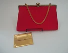 Vtg Coblentz Pink Framed Chain Handle Evening Bag Purse W/ Gold Card Holder. Fixed Price $25.50.