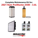 2021 Ram Promaster 2500 3.6L Complete Air, Oil & Cabin Filter Kit (5W-20). Fixed Price $145.95.