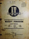Massey-ferguson TO35 F40 MF204 MF35D MH50 MHF202 Tractor I&t Service Manual. Fixed Price $149.95.