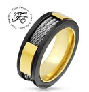 Men's Cable Inlay Promise Ring Black And Gold - Wire For Guys. Fixed Price $15.99.