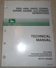 John Deere 250G 440G 550GE G2500K Generator Technical Service Repair Manual. Fixed Price $29.99.