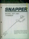 Snapper SST2401 String Trimmer 1991 Parts Manual #06416. Fixed Price $9.95.