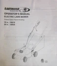 Earthwise Electric Lawn Mower Operator's Manual 2007 Corded. Fixed Price $19.95.