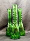 Vintage Hoosier Glass Emerald Green Bud Vase Set 3 Flat Top 4094 9" Mcm Lot. Fixed Price $27.95.