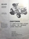 Sears Craftsman Lt 10 H.p 4-SP 36" Lawn Tractor 917.254220 Owner & Parts Manual. Fixed Price $93.46.
